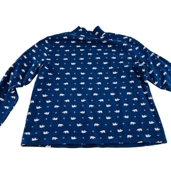 Croft & Barrow XL Blue Polar Bear Print Cotton Long‎ Sleeve Mock Neck Top - Picture 4 of 5